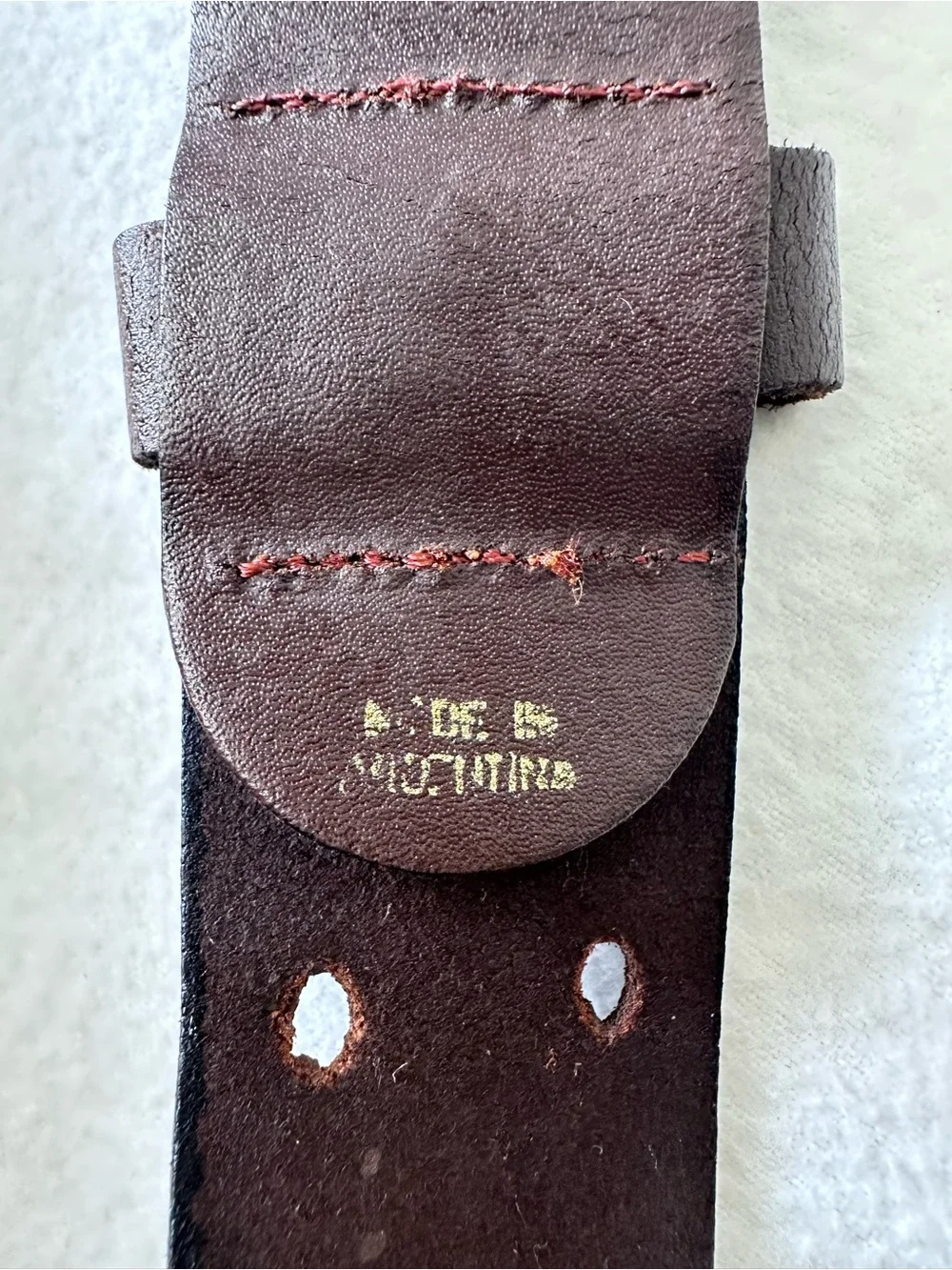 Wide Double-Prong Leather Waist Belt in Dark Brown